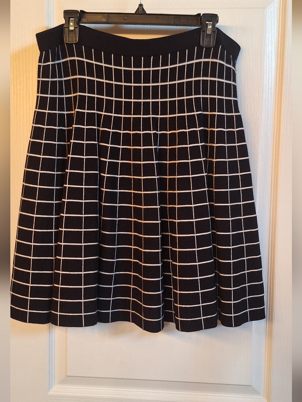 Chelsea & Theodore Black Skirt with White Windowpane Grid